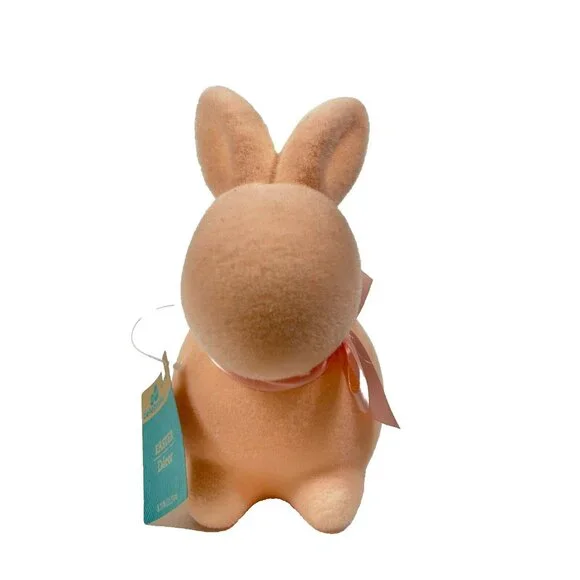 Way To Celebrate Easter Flocked Peach Bunny 9" Lightweight Decor - Picture 7 of 9